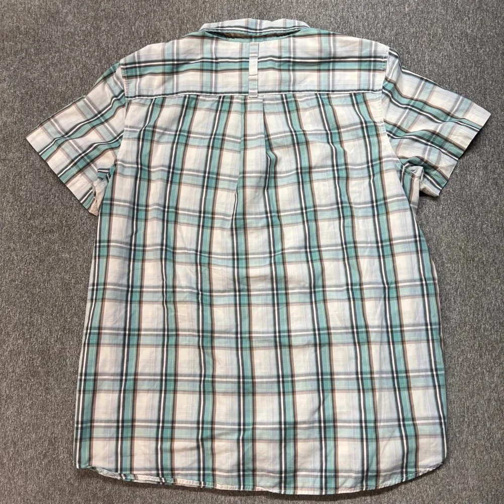 The North Face Mens Plaid Short Sleeve Button Down Shirt‎ Teal Brown XL 146